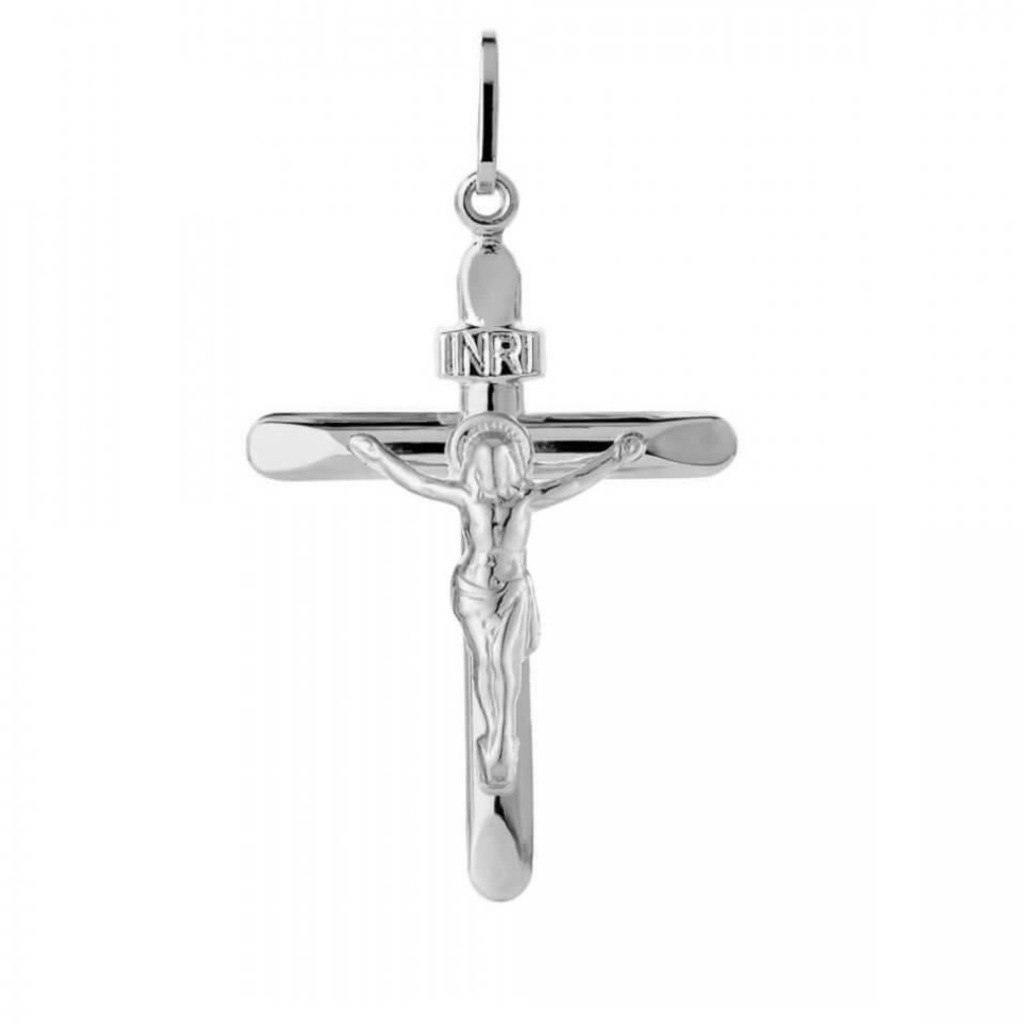 Pingente Prata 925 Cruz Cristo 22mm - Elluxe Joias