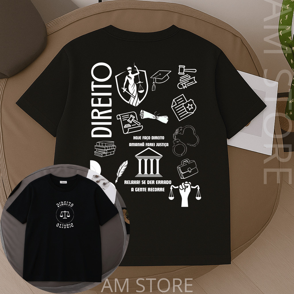 camiseta camisa 100% algodão estampada profissão facudade direito em Oferta na Shopee