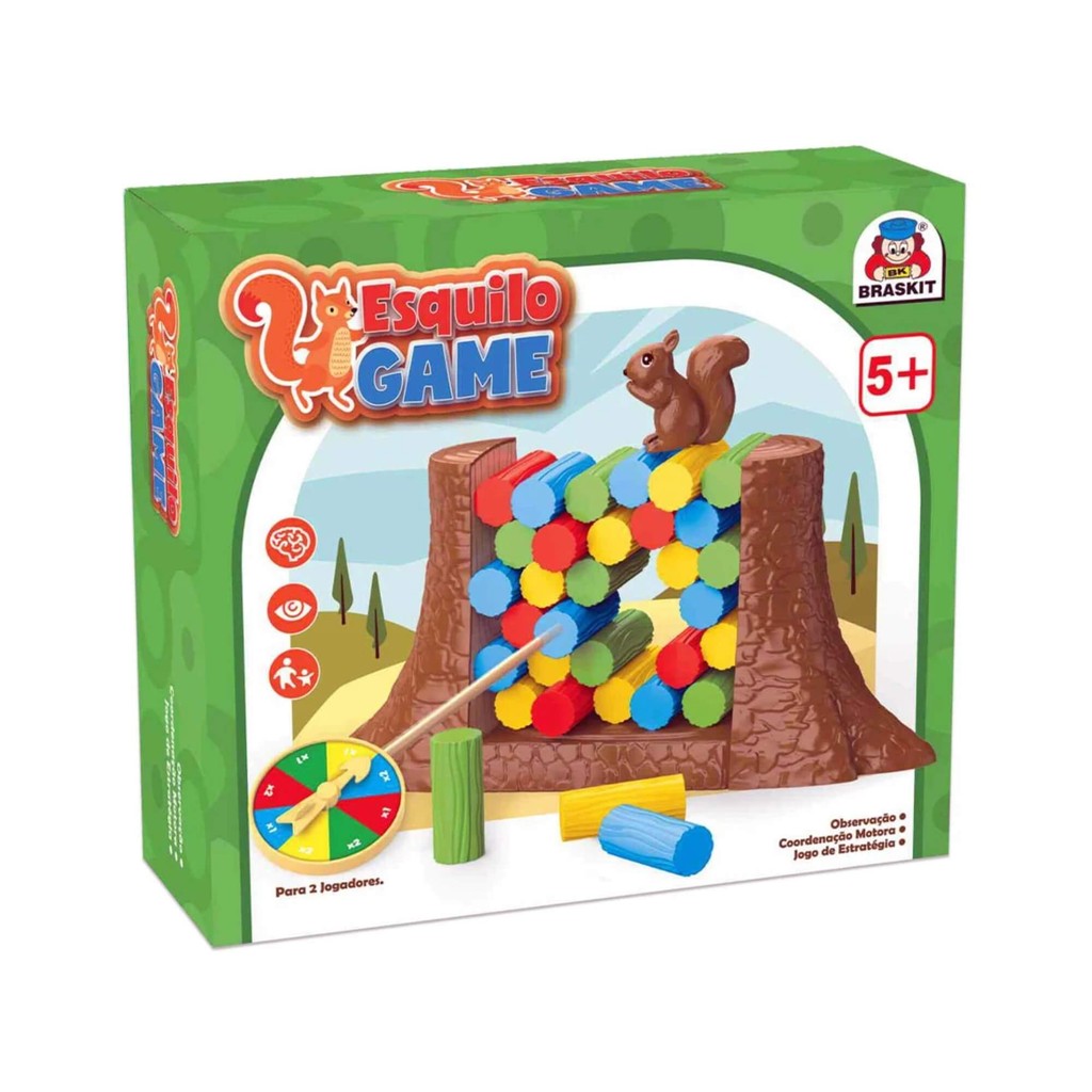 Jogo Esquilo Game Braskit Brinquedo Educativo Coordenação Desenvolvimento Raciocínio Lógica