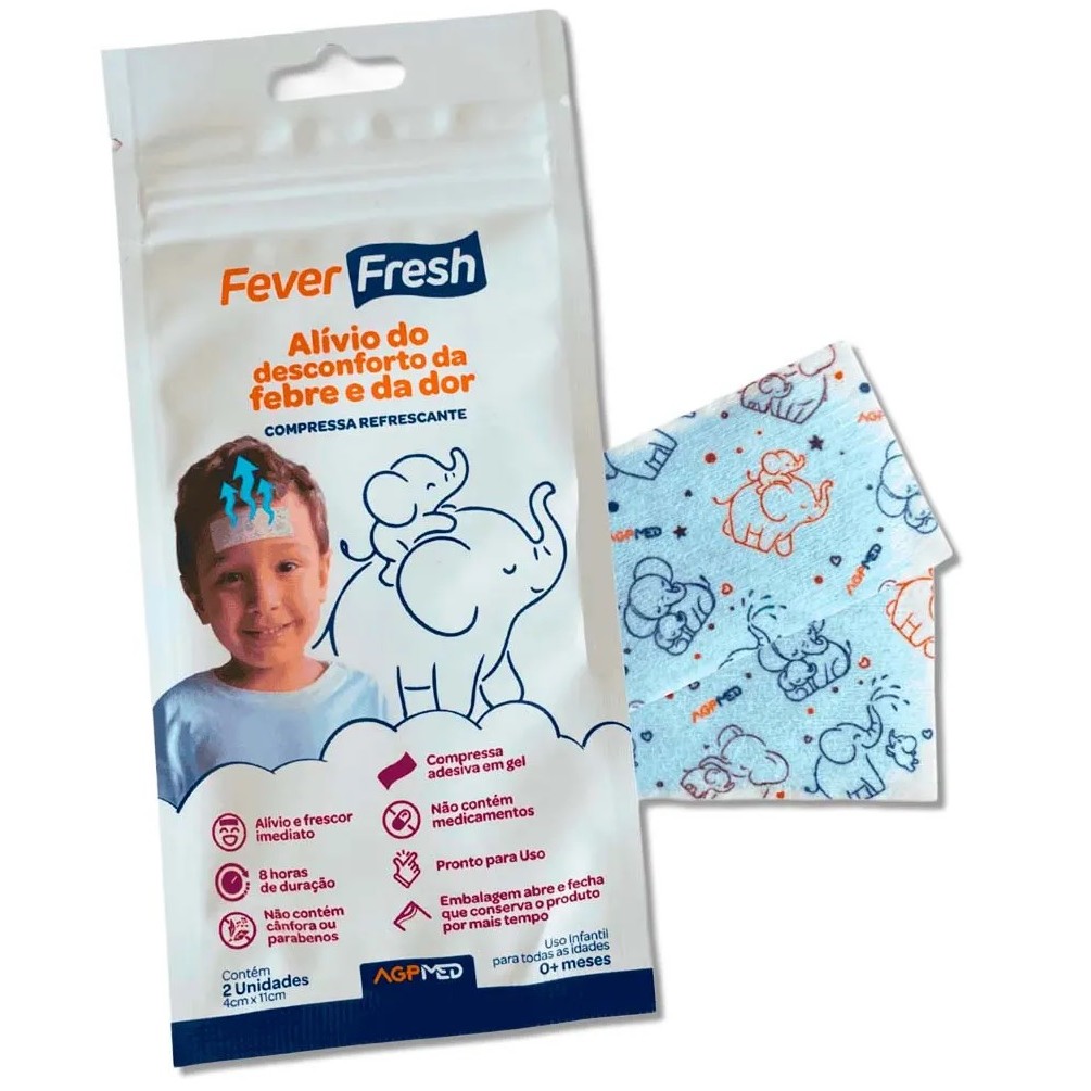 Kit 2 unidades Compressa Refrescante para Alívio da Febre com 2 Unidades Fever Fresh Xo febre