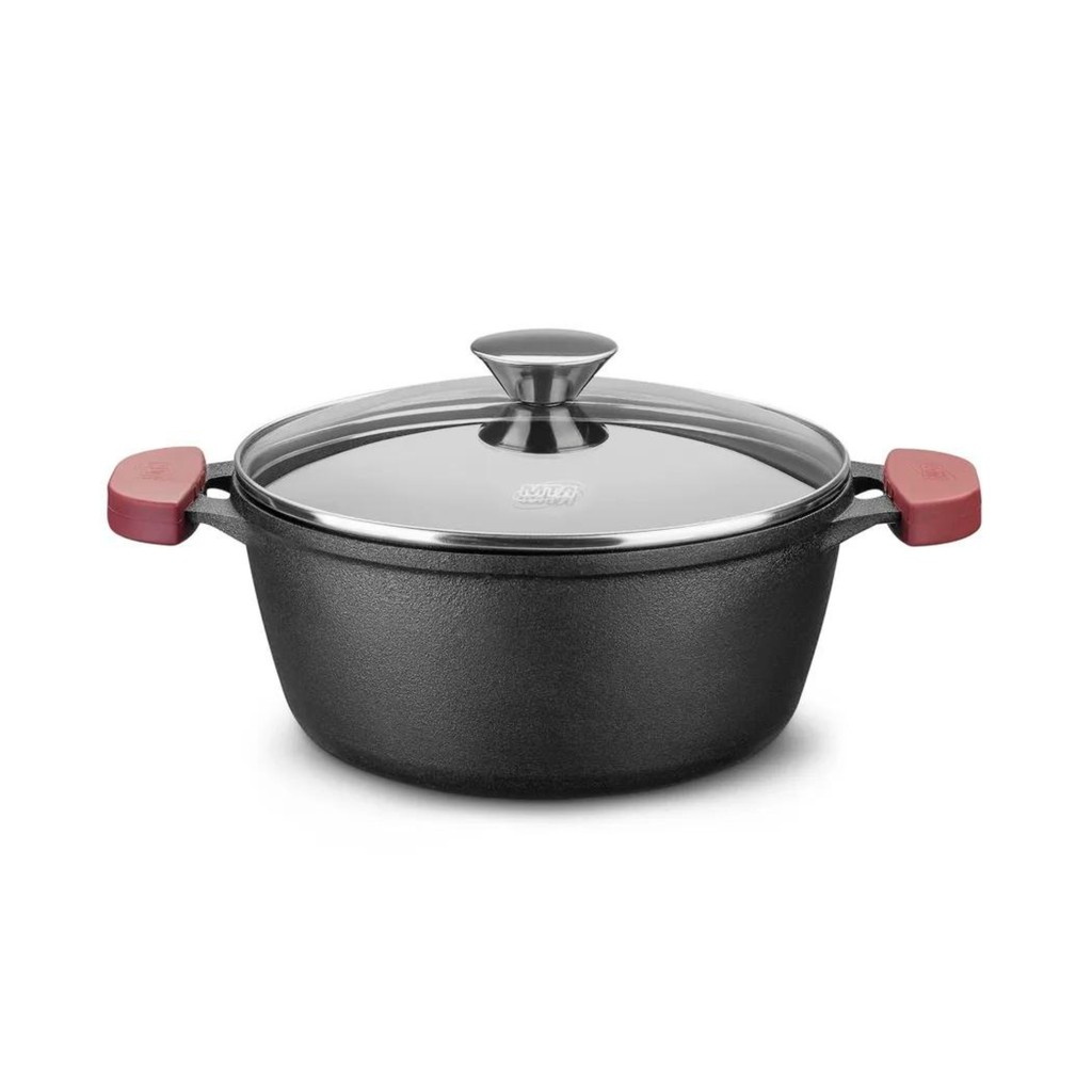 Panela Caçarola de Ferro Fundido N20 Com Tampa de Vidro Capacidade 2,2L Forno e Fogão MTA - 8340