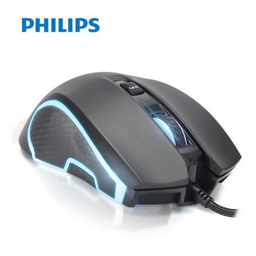 Mouse Gamer Philips G413 Fio Pc Usb 6400 Dpi 1000hz 6 Botões Cor Preto