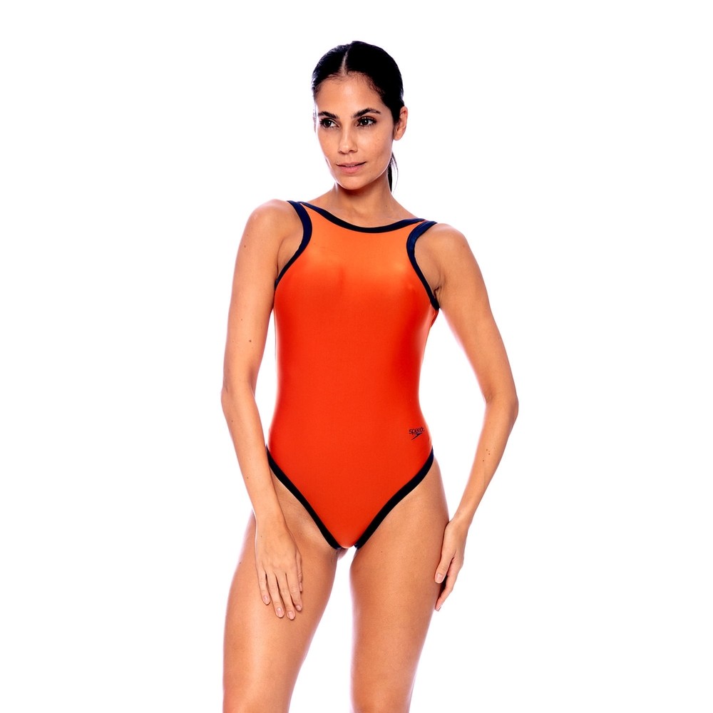 Maiô Body Speed Alças Médias Ajuste Confortável Piscina Mar Natação Speedo - TANGERINA em Oferta na Shopee