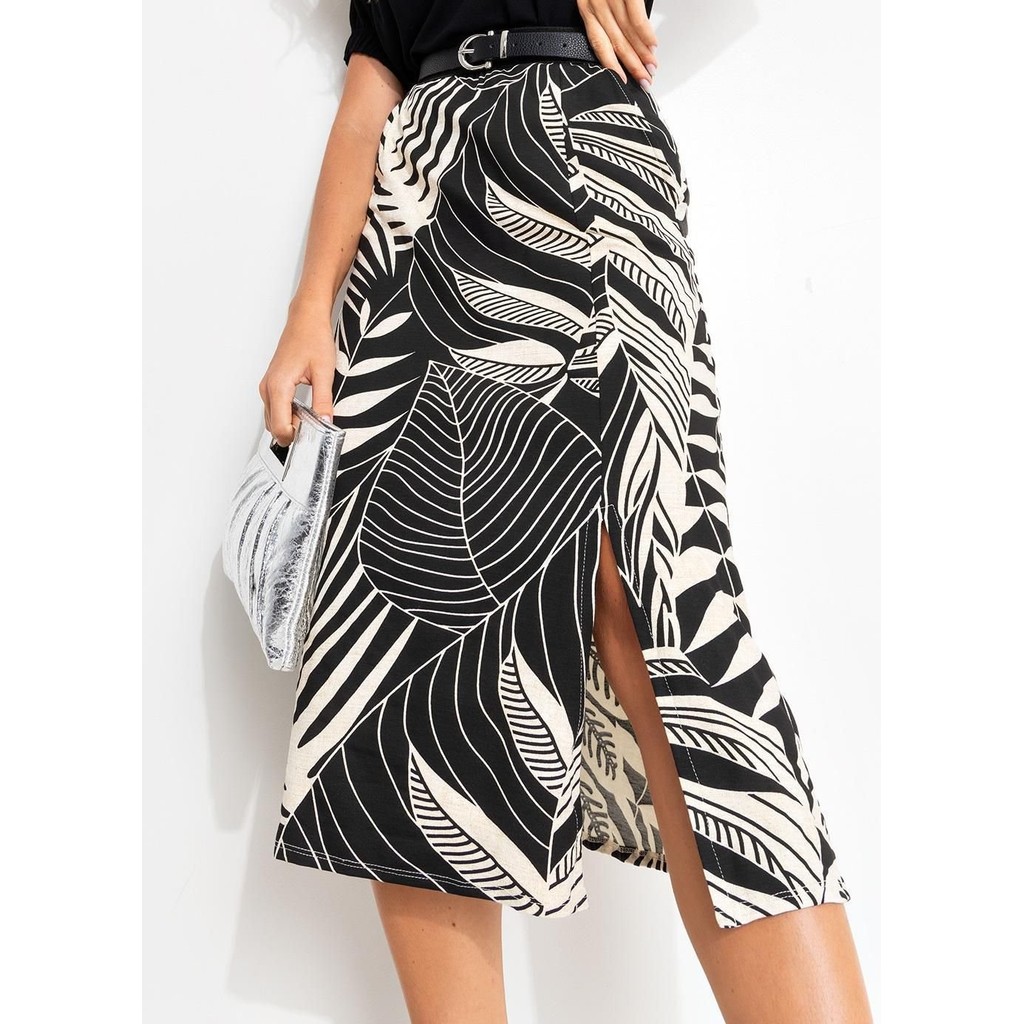 Saia Malha De Viscose Folhagem Linho Colorido Quintess em Oferta na Shopee