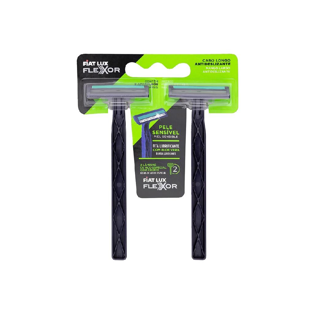 Aparelho de barbear 2 lâminas Prestobarba com 2 un cabo longo antideslizante com aloe vera