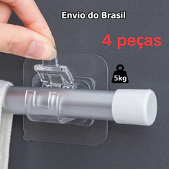 2 ou 4 Ganchos adesivos para varão de cortina que não precisa furar suporte de parede