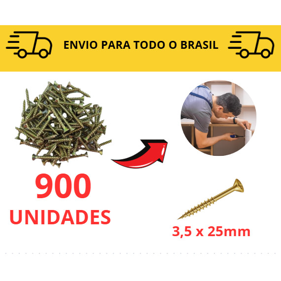 Kit 100 a 1000 unidades 2,5cm Parafuso para Madeira Chipboard/ Philips/ Parafusos/ parafuso estrela