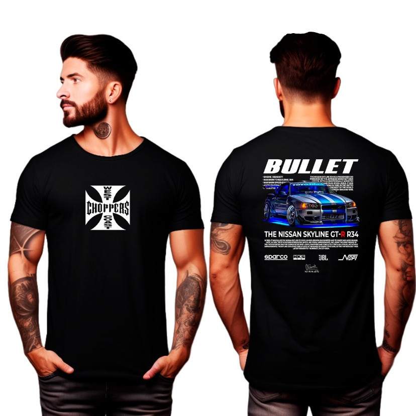 Camiseta Choppers Paul Walker Skyline GT-R R34 100% Algodão Unissex Lançamento Envio Imediato Oferta