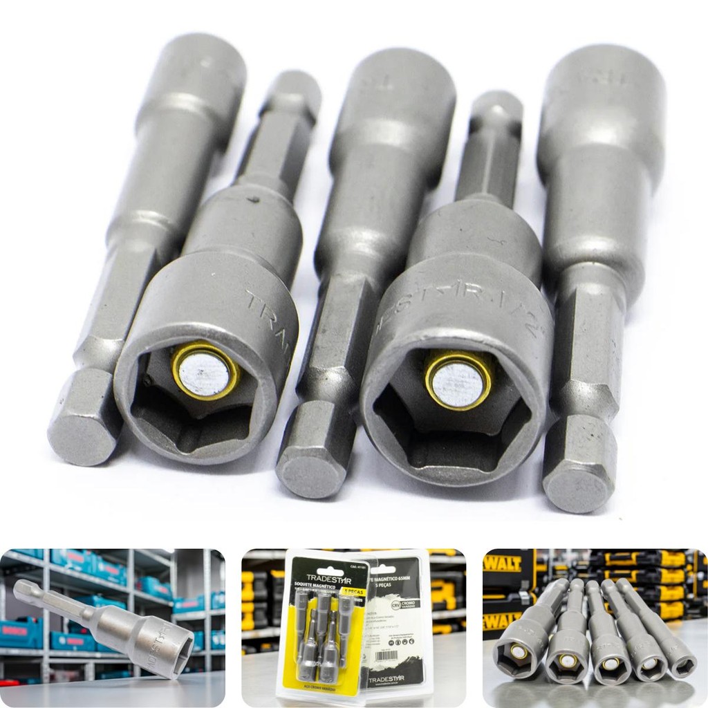 Jogo Soquete Magnético 1/4 - 1/2'' 65 mm CR-V Tradestar em Oferta na Shopee