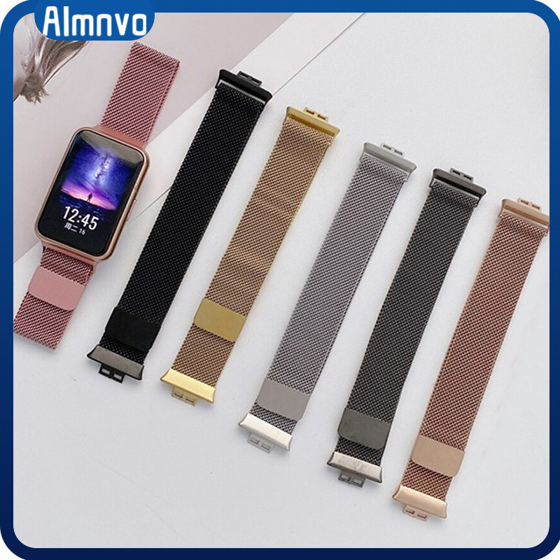 Pulseira Para Huawei Band 10 9 8 Strap Metal Aço De Magnético Para Relógio Smartwatch Huawei Band 10 9 8 NFC
