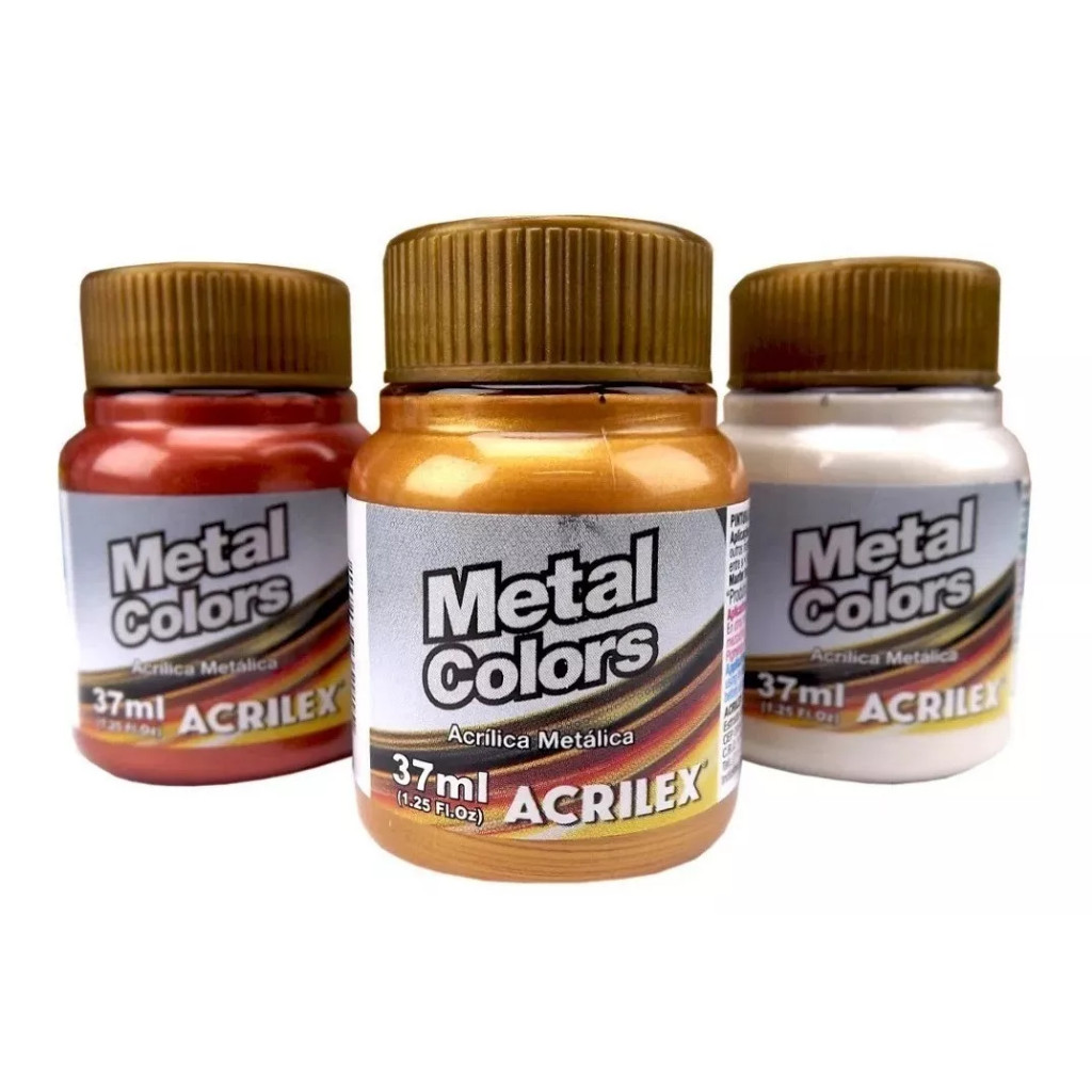 Tinta Metal Colors Acrilex l Acírilica Metalica 37ML em Oferta na Shopee
