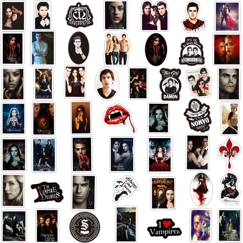Adesivos The Vampire Diaries 50 Pçs/Set US TV Show Impermeáveis Decalque Para Brinquedos