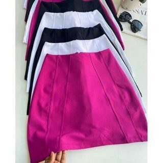 Short Saia Feminino Curto Bengaline Cintura Alta Com Zíper — imagem 2 de 2