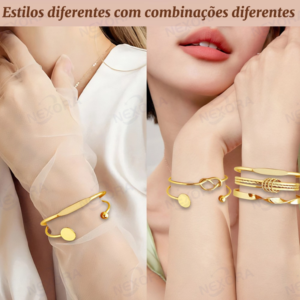 Conjunto De Pulseira De Torção Geométrica 5 Peças Para Mulheres Minimalista Empilhável Presente De Joias Da Sorte