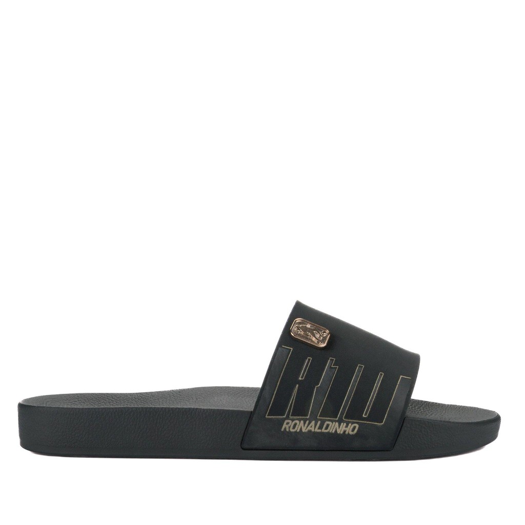 Chinelo Slide Masculino Rider R10 Ronaldinho 12562 Preto/Dourado em Oferta na Shopee