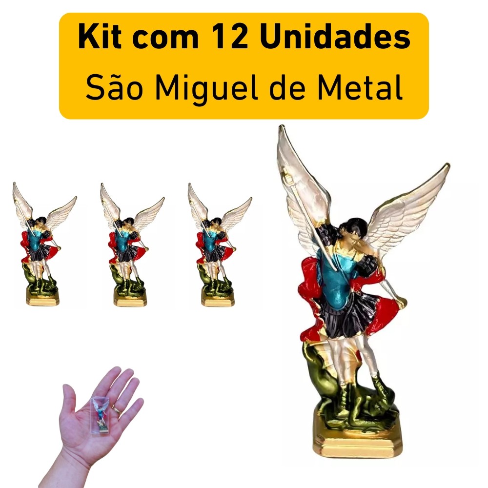Imagem Colorida de São Miguel Metal 6 cm Para Painel De Carro e Decoração Kit com 12 Unidades