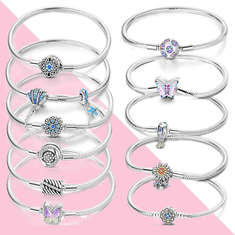 Moda pulseira cobra osso corrente 100% S925 prata esterlina adequado para DIY jóias fazendo presente de aniversário