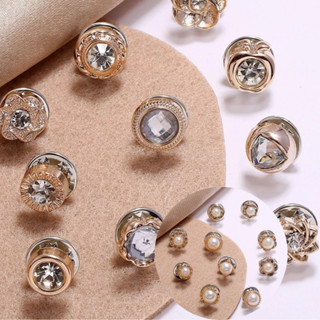 10 Pçs Pérola Strass Broche Pinos Para Camisa Feminina Botões De Pressão Acessórios Femininos Sortido em Oferta na Shopee