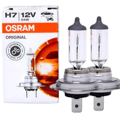 Lâmpadas Halógenas Osram H7 55W 12V Kit 2 Unidades Farol Carro Moto Substituição Original Potente
