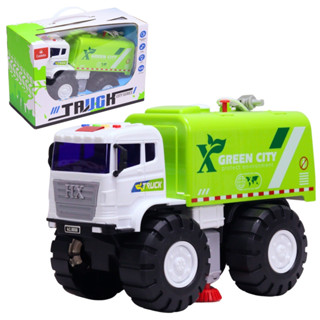 Caminhão de Lixo Lança Água Fricção com Luz e Som - Castela em Oferta na Shopee