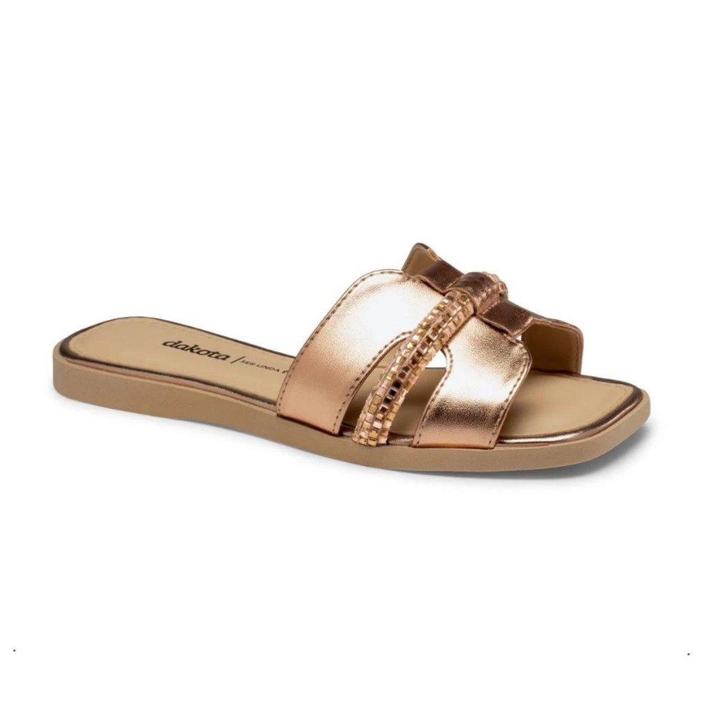 Chinelo Dakota Casual Rasteira Gáspea Tira H Strass