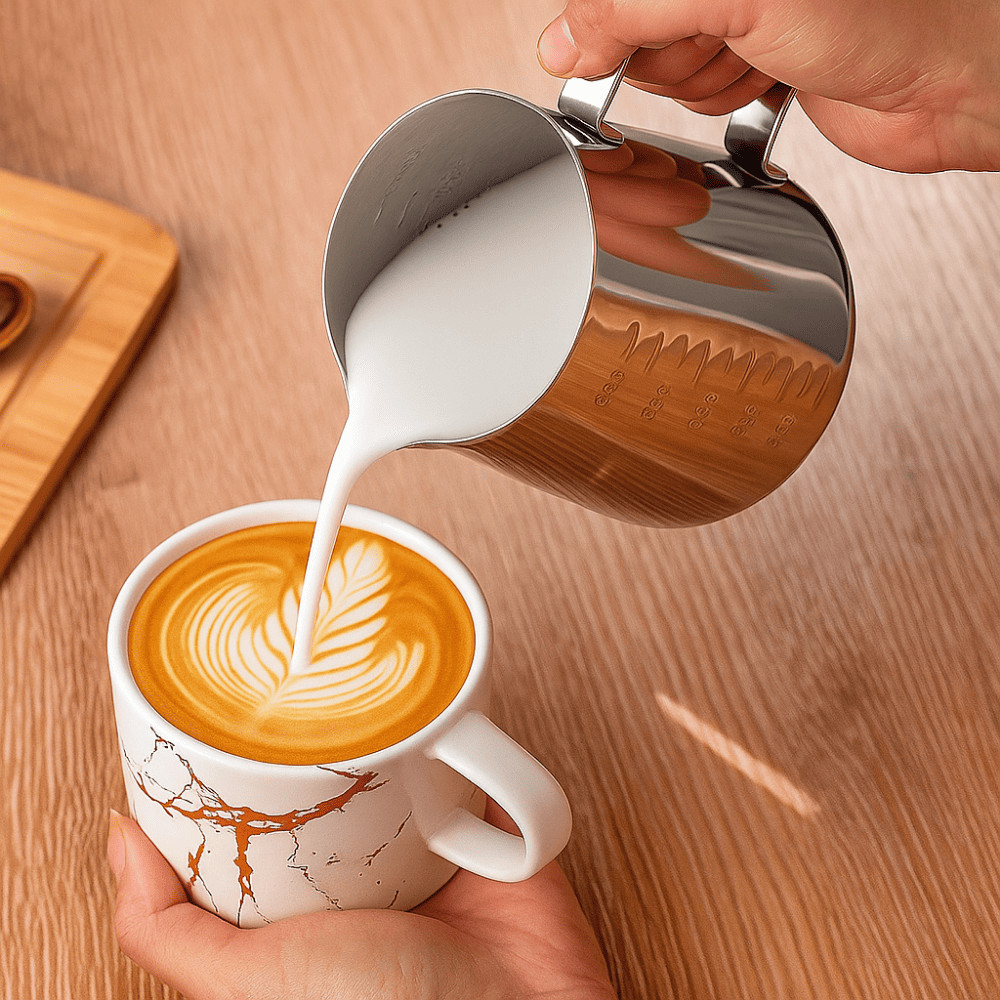 Jarra Leiteira Pitcher Barista Cremeira Espumadora De Leite 350ml Inox Latte Art Cafeteria Café