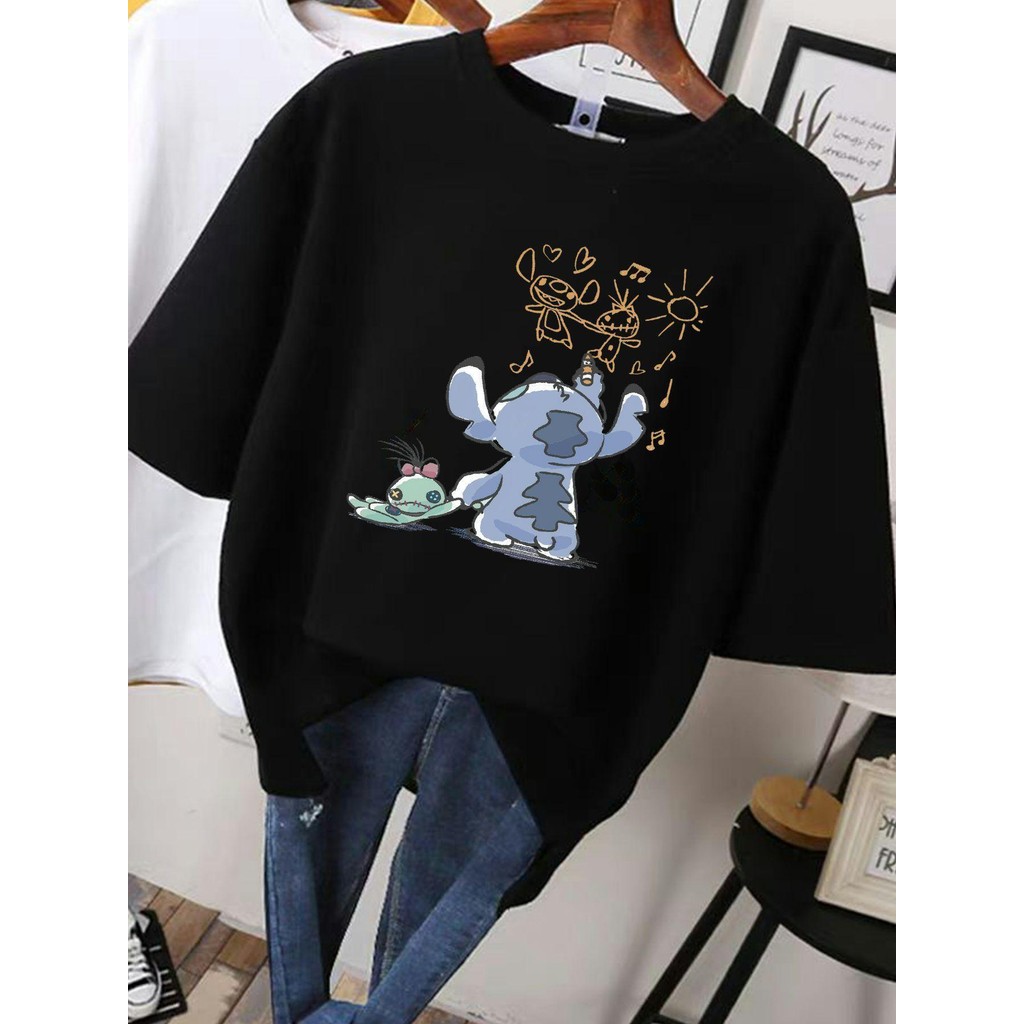BR.Moonlight Camiseta Unissex Plus Size Stitch Lilo Divertida Confortável  Única 100% poliéster