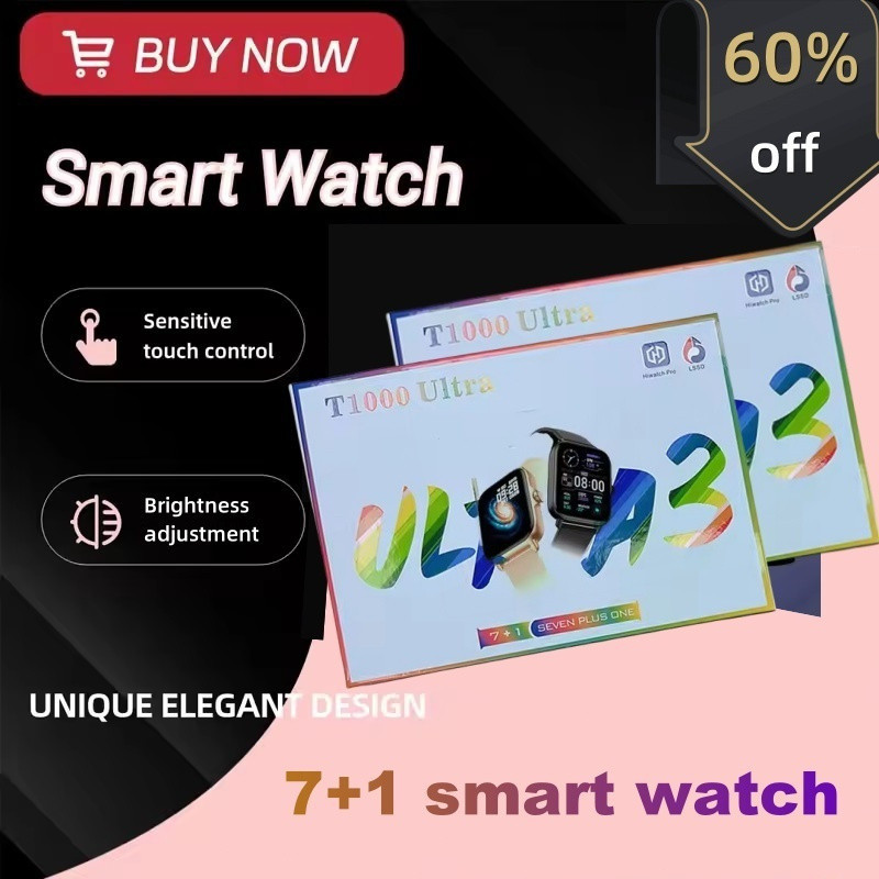Estoque Local Smartwatch Relógio Inteligente T1000 Ultra 3 À Prova D'água 7 + 1 Alças Bluetooth Chamada Telefônica Espor