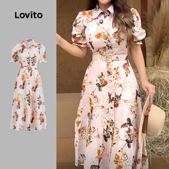 (NEW) Lovito Vestido Boho Primavera/verão para Mulheres L154ED215