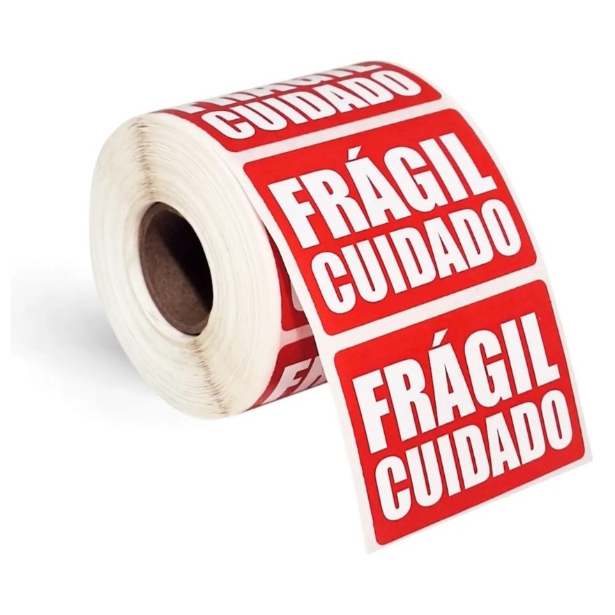 1000 Etiquetas Frágil 60x40mm (6x4cm) Cor Vermelho em Oferta na Shopee