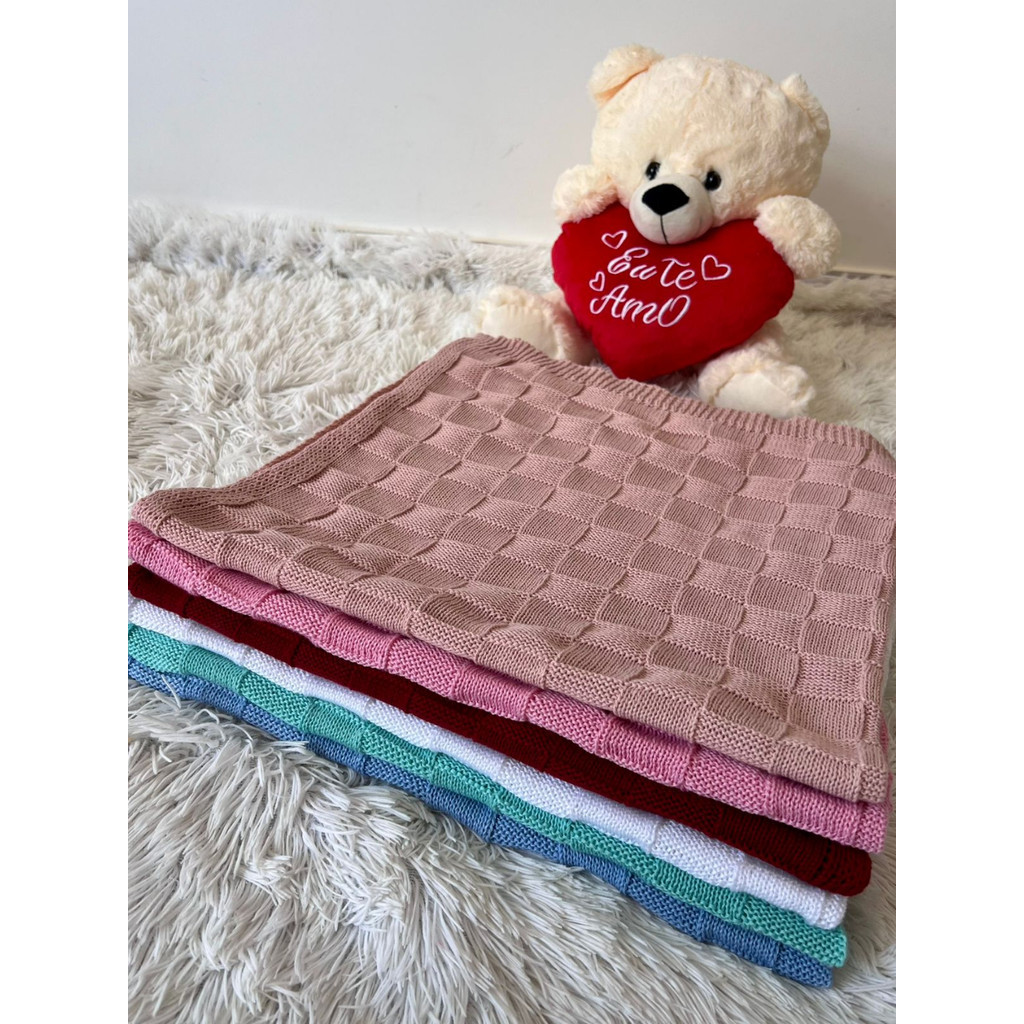 Saída Maternidade Manta Bebê Tricot  Cobertor Recén Nascido Menina Menino Charmilly Tricot em Oferta na Shopee