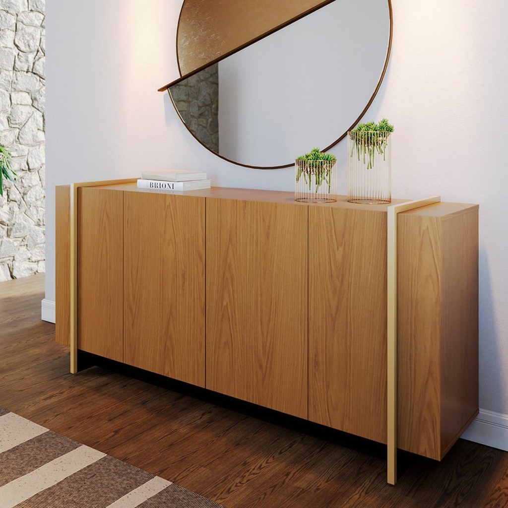 Buffet 4 Portas 160cm Copacabana  Tubo Freijó/Dourado em Oferta na Shopee