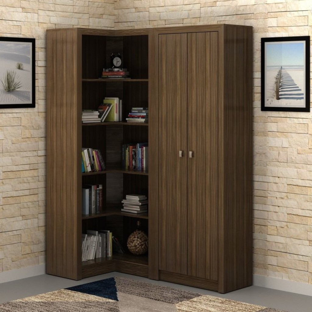 Kit 2 Armários para Escritório com Armário Fechado e Armário de Canto ME4105 e ME4132 Nogal em Oferta na Shopee