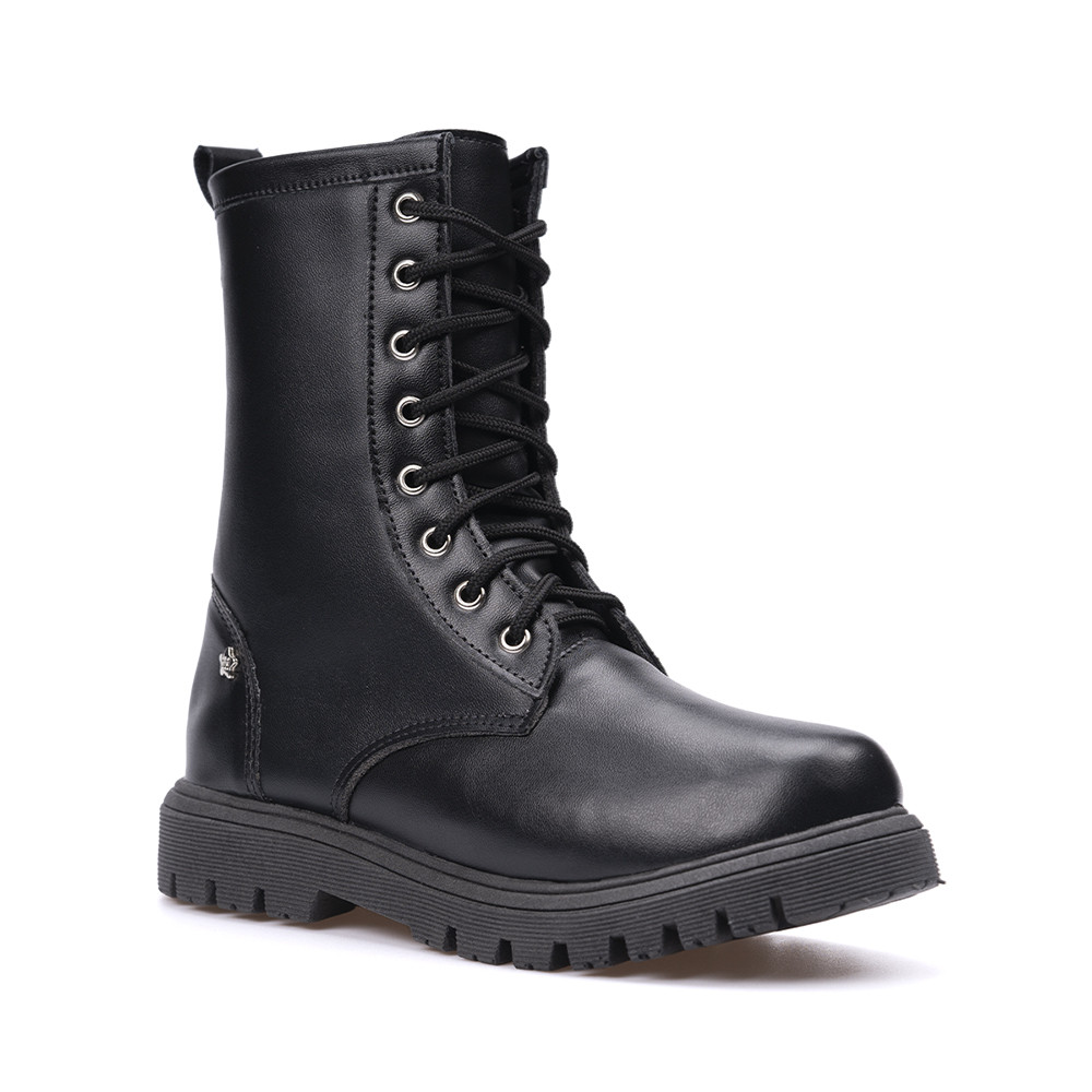 Coturno Feminino Infantil Tratorado Cano Alto Cadarço Menina Fashion