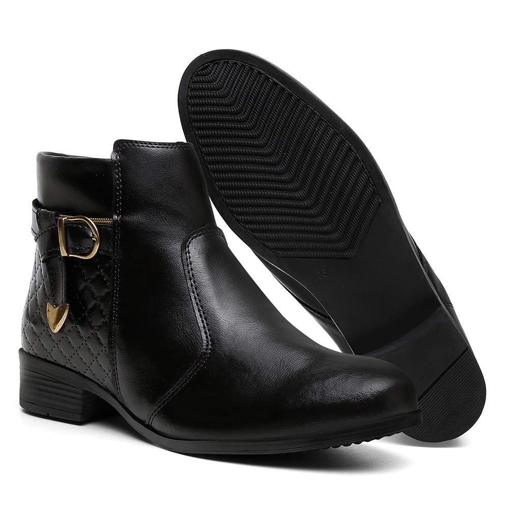 Bota Cano Curto Botinha Feminina Couro Ecológico Moda