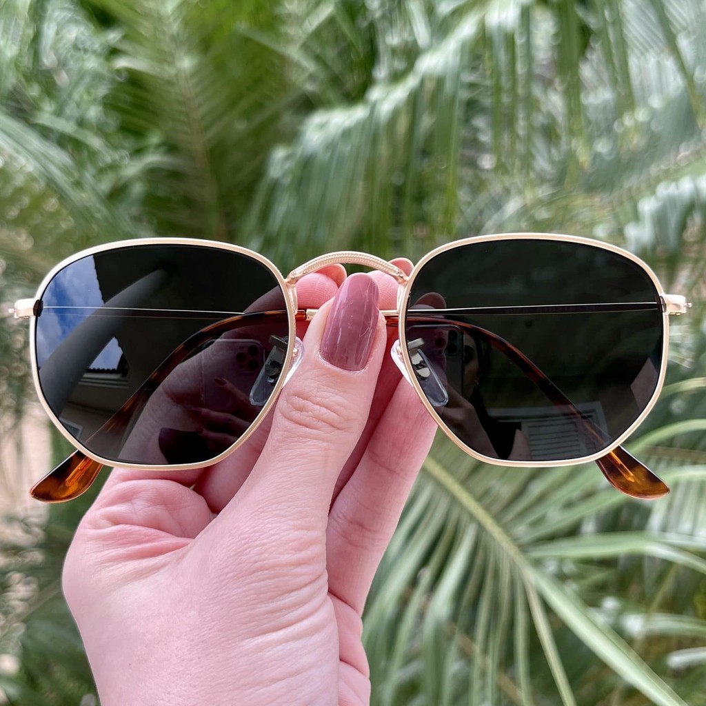 Óculos De Sol Hexagonal Masculino e Feminino Com Proteção UV400 Armação de Metal Inoxidável em Oferta na Shopee