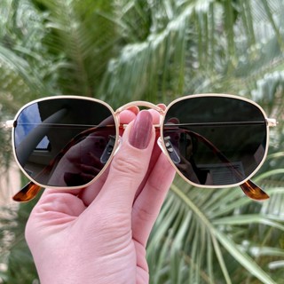 Óculos De Sol Hexagonal Masculino e Feminino Com Proteção UV400 Armação de Metal Inoxidável em Oferta na Shopee
