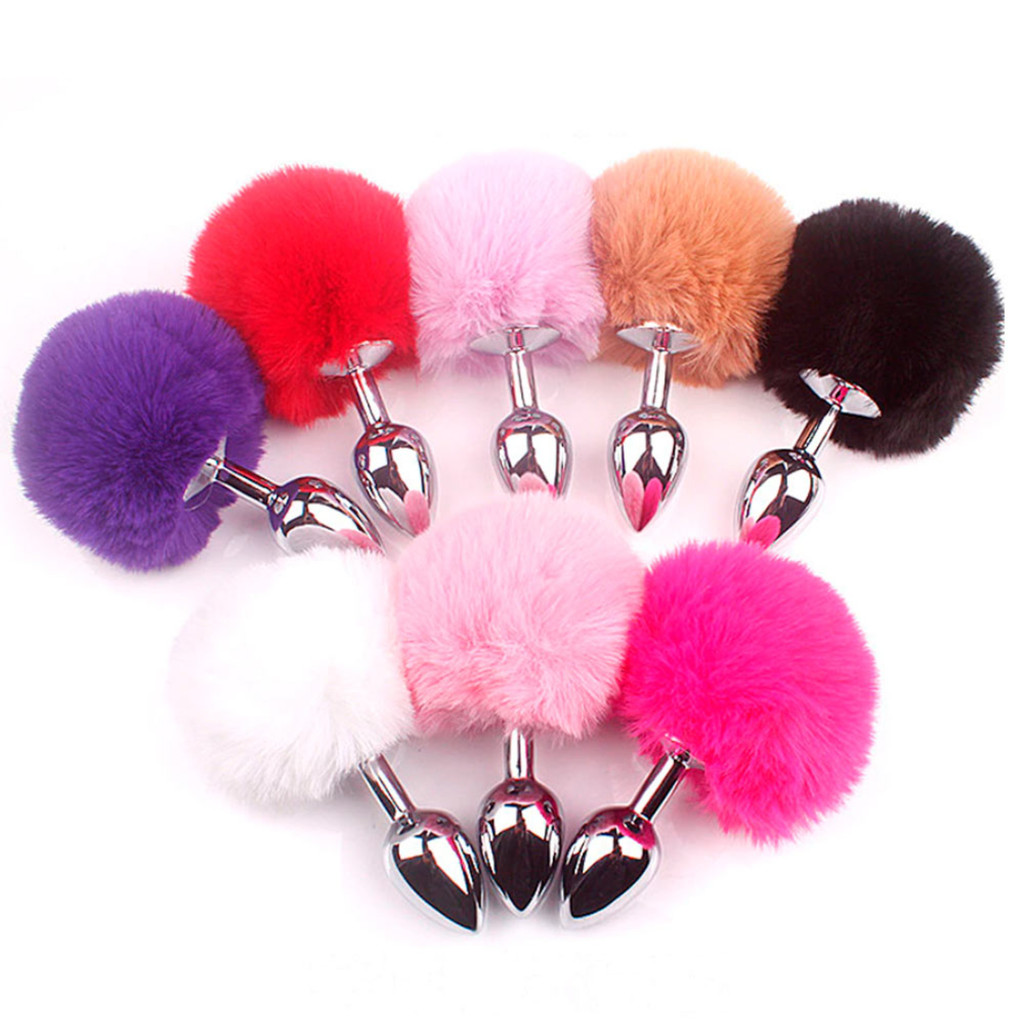 Plug Anal em Aço Pompom de Coelho - Tamanho P Escolha Cor em Oferta na Shopee