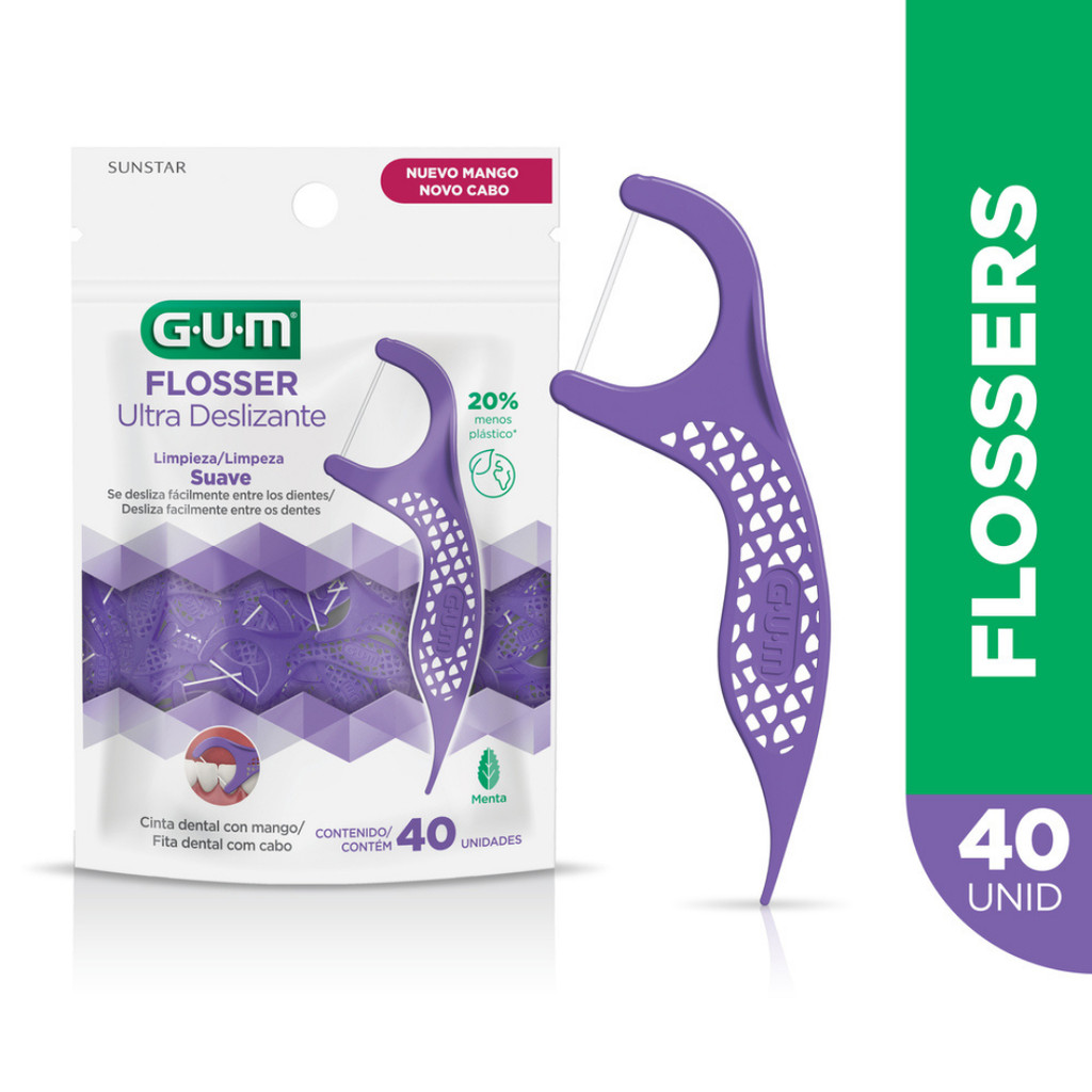 Fio Dental GUM Flosser Ultra Deslizante c/ 40