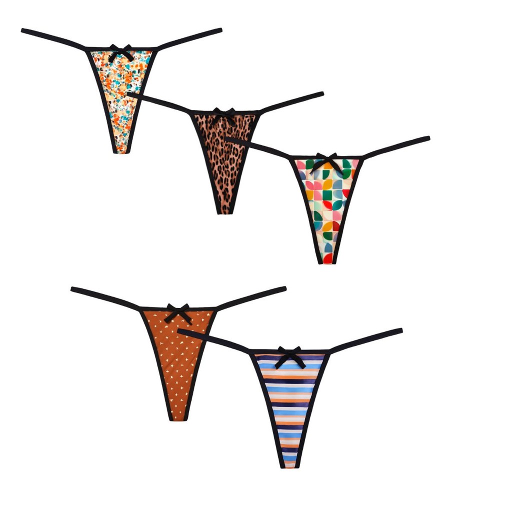 Kit 5 Tangas Calcinha Lingerie Feminina Moda Íntima Roupas Femininas Conforto Estilo Luxo Romantic