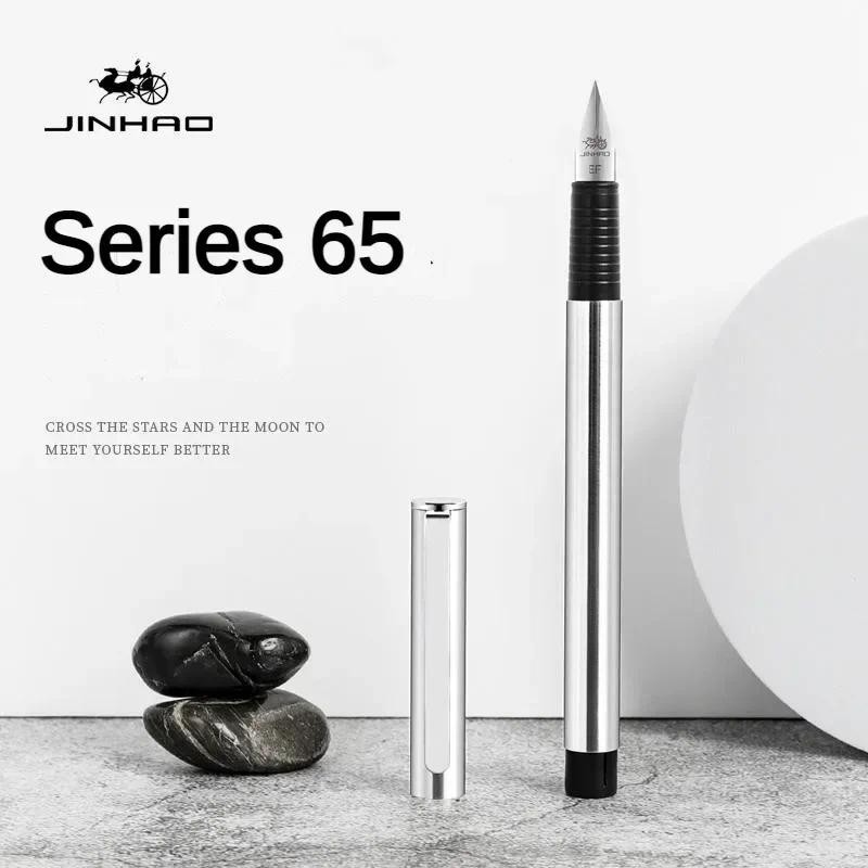 JINHAO 65 Caneta Tinteiro De Aço Inoxidável Canetas De Tinta Para Escrita F/EF/0.3 Mm Nib Material Escolar Estudantes