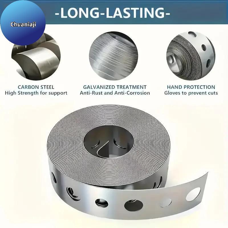 Chuaniaji 1 Rolo De Fita De Ferro Galvanizado Pré-Perfurada Metal Multi-slot Para Suporte E Trabalho Em Chapa Metálica B