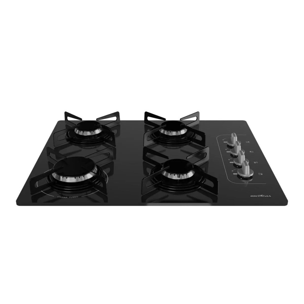 COOKTOP BRITÂNIA 4 BOCAS COM ACENDIMENTO BIVOLT AUTOMÁTICO