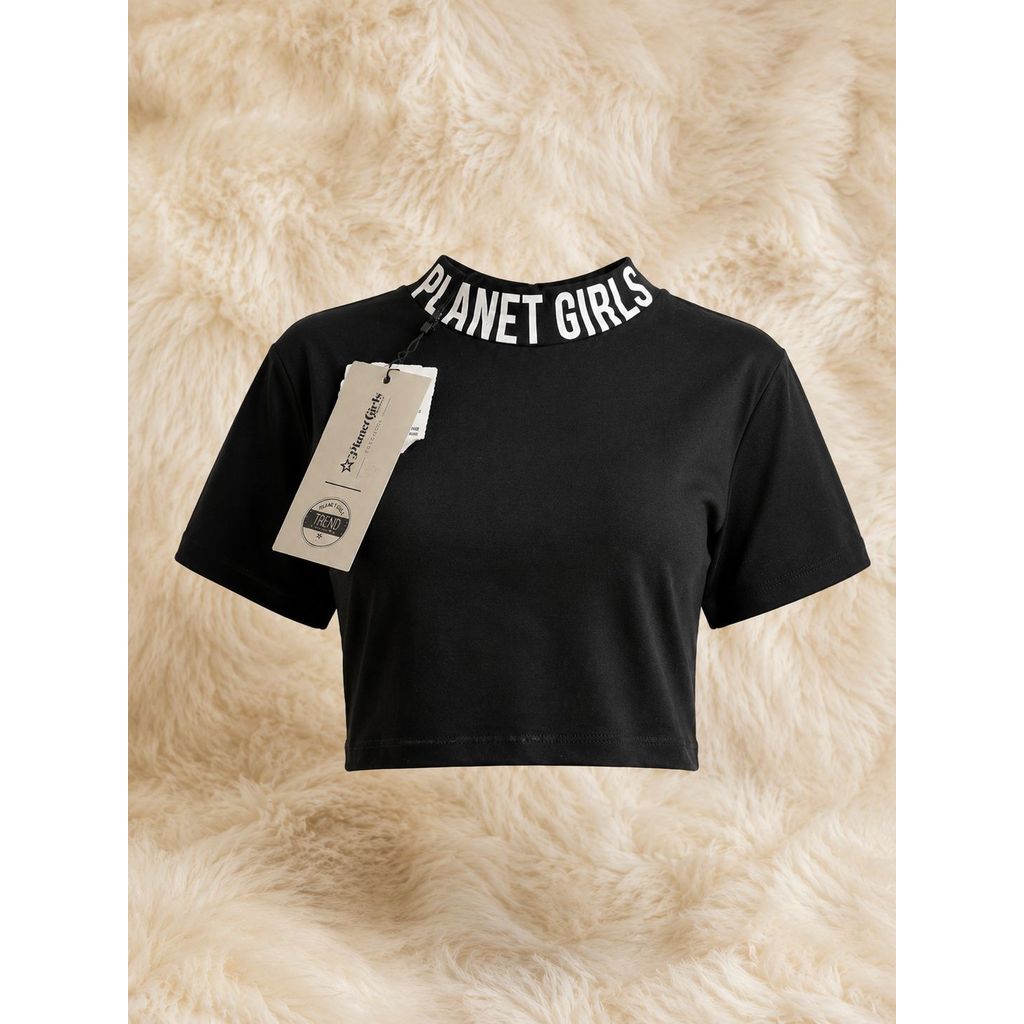 Cropped com gola Estampada Planet Girls