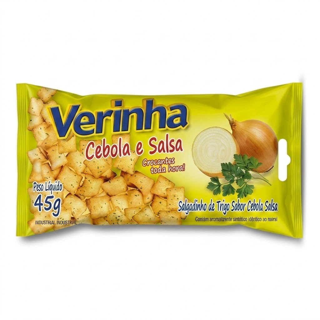 Salgadinho Trigo Verinha 45g Sabores Pizza Churrasco Cebola Salsa Crocante Snack Lanche Aperitivo Festa