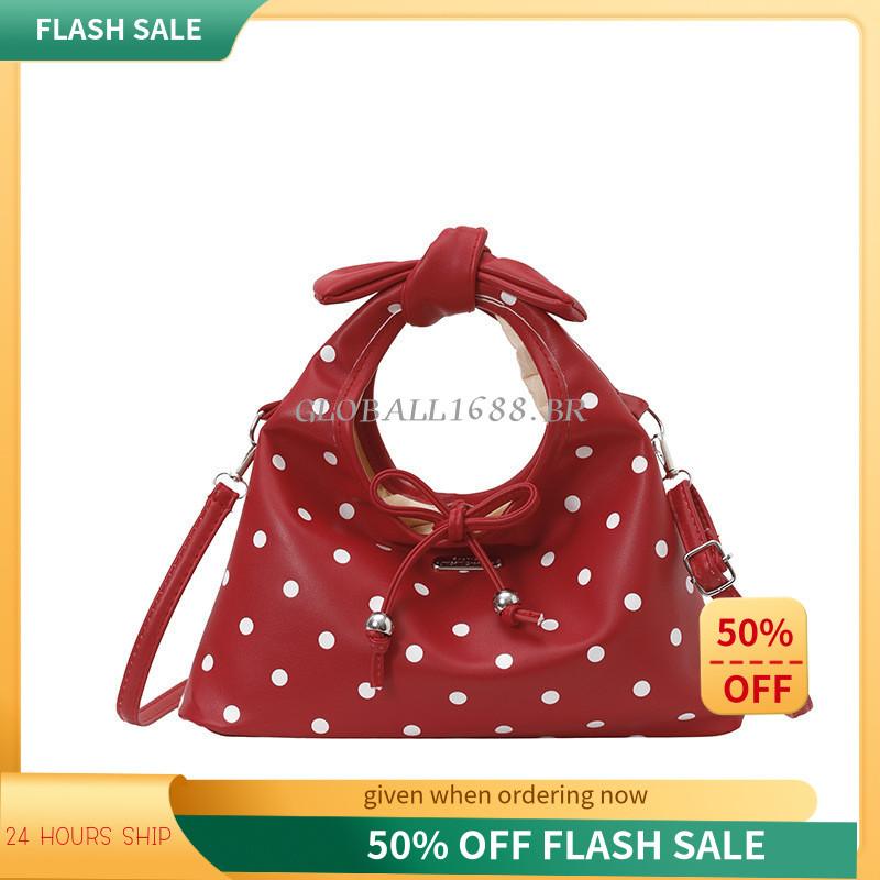 {ESTOQUE PRONTO} Bolsa de bolinhas feminina 2026 novo estilo de um ombro bolsa de bolinho transversal com laço nas axila