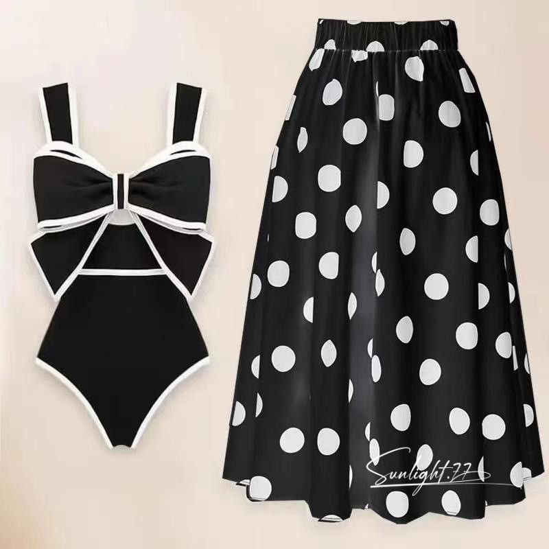 2026 Moda Praia Sexy Feminina: Maiô de Uma Peça com Estampa de Bolinhas, Vestido de Praia e Conjunto de Biquíni Retrô
