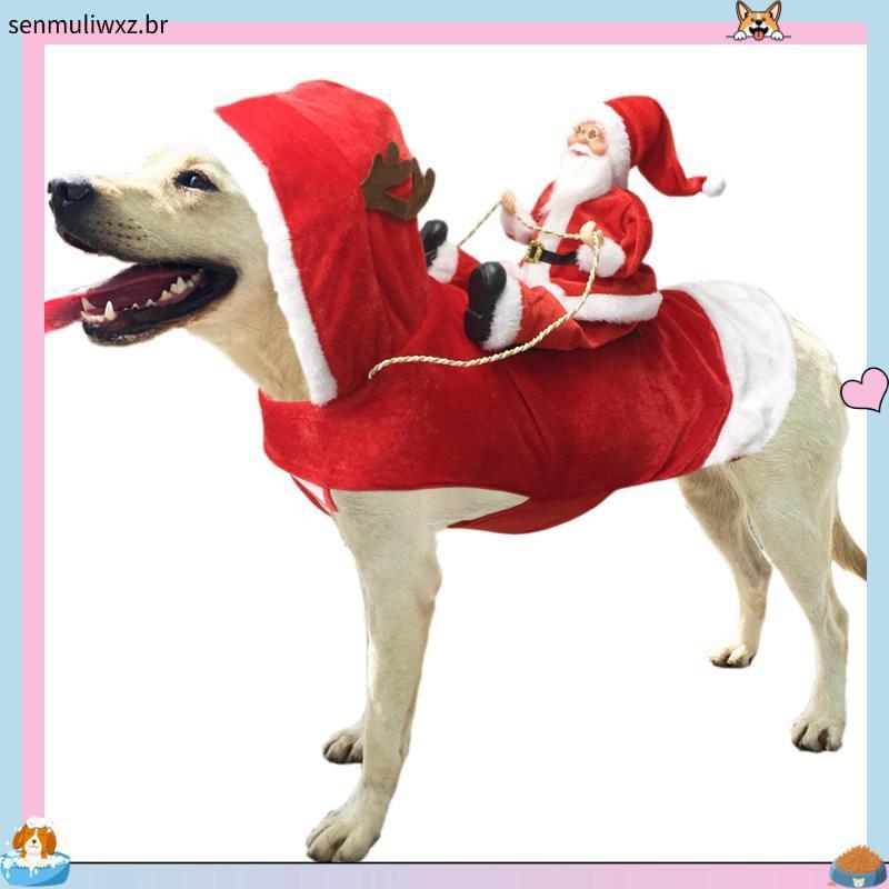 NAGO Fantasia De Natal Para Cachorro De Estimação , Vestido De Equitação De Papai Noel , Roupas Animais Cervo , Suprime