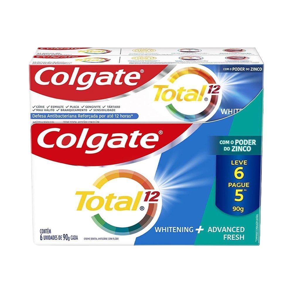 Creme Dental Colgate Total 12 Whitening e Advanced Fresh, Leve 6 Pague 5, 6x90g — imagem 2 de 2