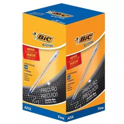 Caneta Bic Cristal Fina Azul - Embalagem com 50 Unidades